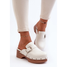 Zuecos de mujer con hebilla, Blanco Seprilla 4
