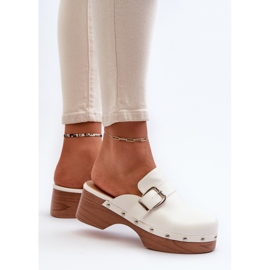 Zuecos de mujer con hebilla, Blanco Seprilla 5