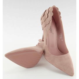 Zapatos de tacón ante con volante LE031 Rosa rosado 4
