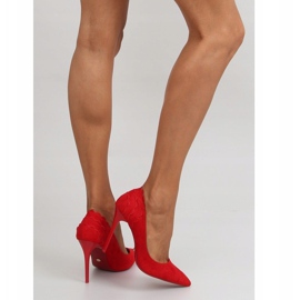 Tacones de ante con volante LE031 Rojo 4