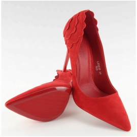 Tacones de ante con volante LE031 Rojo 1