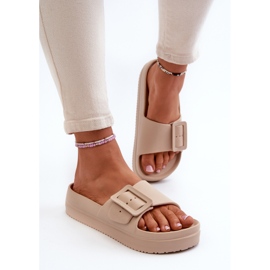 Chanclas de Mujer de Espuma con Plataforma y Hebilla Big Star NN274A666 Beige 5