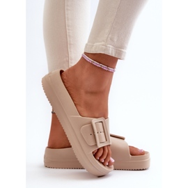 Chanclas de Mujer de Espuma con Plataforma y Hebilla Big Star NN274A666 Beige 9