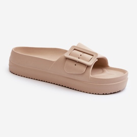 Chanclas de Mujer de Espuma con Plataforma y Hebilla Big Star NN274A666 Beige 2