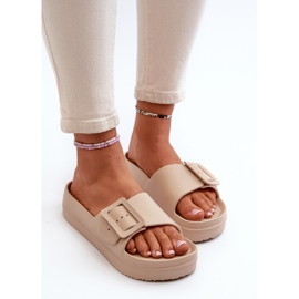 Chanclas de Mujer de Espuma con Plataforma y Hebilla Big Star NN274A666 Beige 8