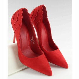 Tacones de ante con volante LE031 Rojo 2