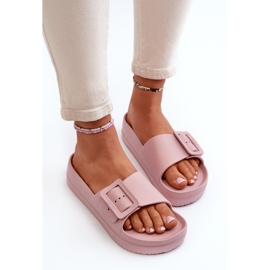 Chanclas de Mujer de Espuma con Plataforma y Hebilla Big Star NN274A663 Rosa rosado 7