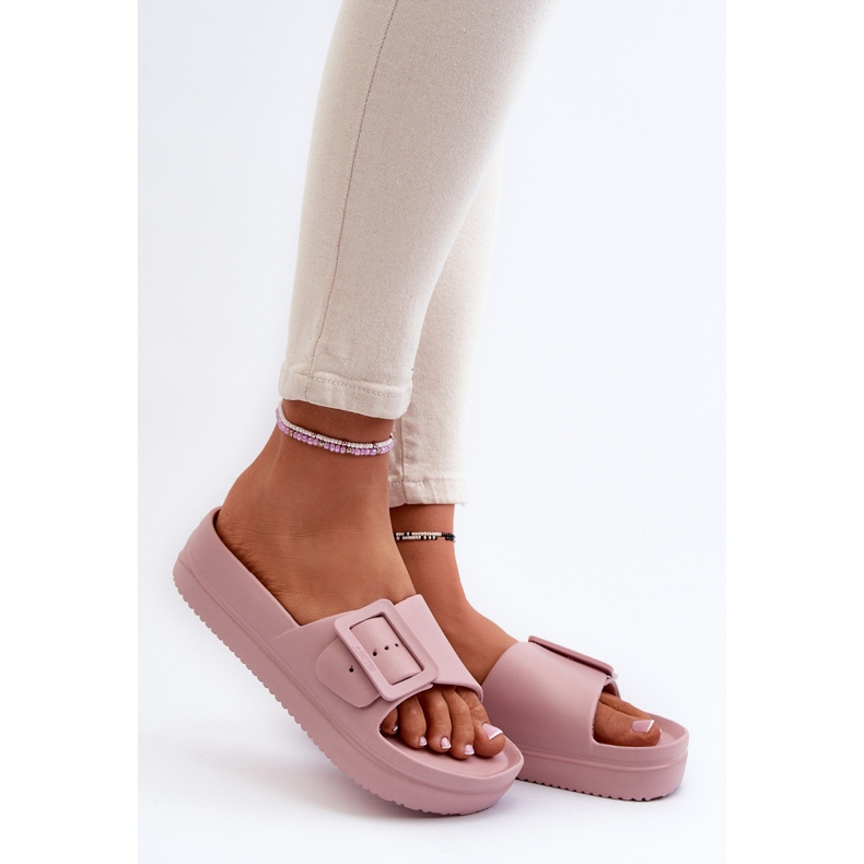 Chanclas de Mujer de Espuma con Plataforma y Hebilla Big Star NN274A663 Rosa 2