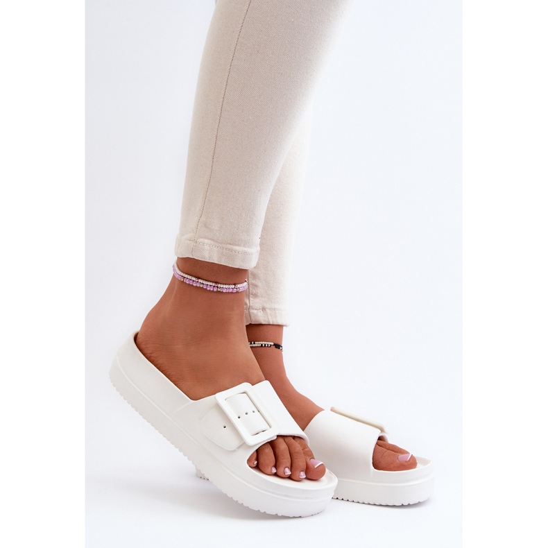Chanclas De Mujer De Espuma En La Plataforma Con Hebilla Big Star NN274A661 Blanco 2