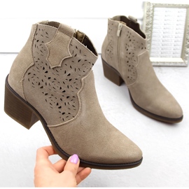 Botas cowboy mujer piel calada beige S.Barski 7