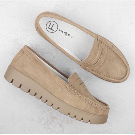 Zapatos de piel ante mocasines slip-on de mujer beige Filippo DP6045 6