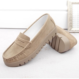 Zapatos de piel ante mocasines slip-on de mujer beige Filippo DP6045 7