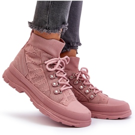 Zapatillas deportivas de mujer con parte superior elástica, rosa Kalyne rosado 9