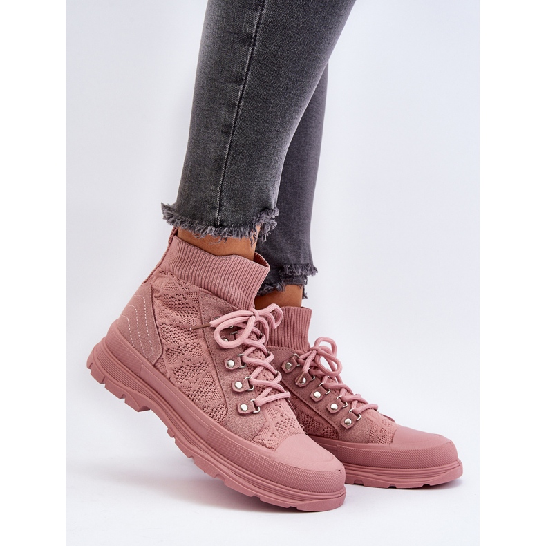 Zapatillas deportivas de mujer con parte superior elástica, rosa Kalyne rosado 2 Zapatillas deportivas de mujer con parte superior elástica, rosa Kalyne rosado 2