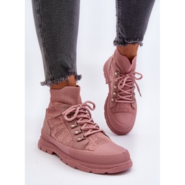 Zapatillas deportivas de mujer con parte superior elástica, rosa Kalyne rosado 4