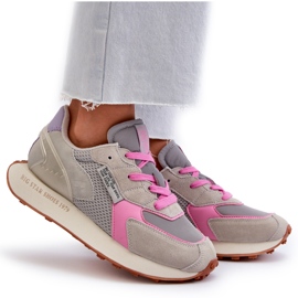 Zapatillas de Mujer con Sistema Memory Foam Plataforma Big Star NN274680 Gris-Rosa 11