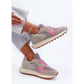 Zapatillas de Mujer con Sistema Memory Foam Plataforma Big Star NN274680 Gris-Rosa 1