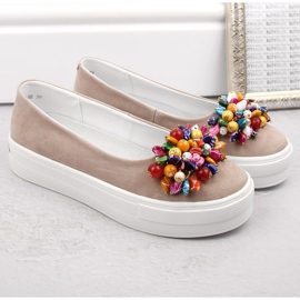 Zapatos mujer piel ante con plataforma y abalorios, beige Filippo DP6024 2