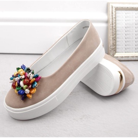 Zapatos mujer piel ante con plataforma y abalorios, beige Filippo DP6024 3