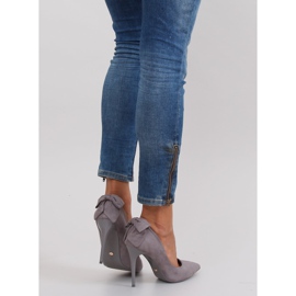Tacones de ante con lazo LE035 Gris 1 Tacones de ante con lazo LE035 Gris 1