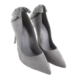 Tacones de ante con lazo LE035 Gris 2 Tacones de ante con lazo LE035 Gris 2