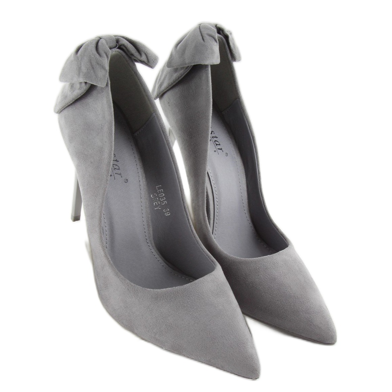 Tacones de ante con lazo LE035 Gris 2 Tacones de ante con lazo LE035 Gris 2