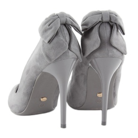 Tacones de ante con lazo LE035 Gris 4