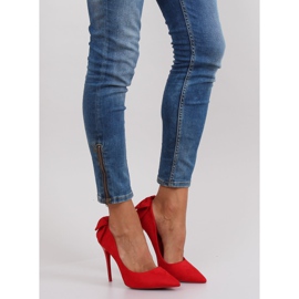 Tacones de ante con lazo LE035 Rojo 5