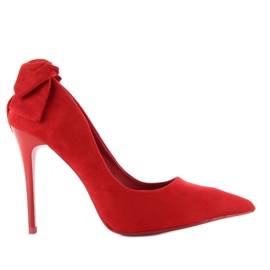 Tacones de ante con lazo LE035 Rojo 2