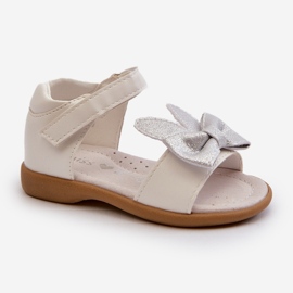 Sandalias de niña con lazo y cierre de velcro, blanco Wistala 1
