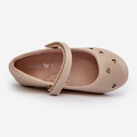 Bailarinas infantiles con corazones, cierre con velcro, beige Danaella 4