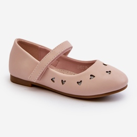 Bailarinas infantiles con corazones, cierre con velcro, rosa Danaella rosado 1