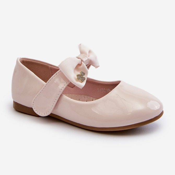 Bailarinas infantiles de charol con lazo de velcro, rosa, gato 1