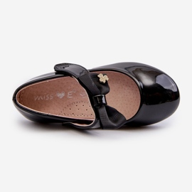 Bailarinas infantiles de charol con lazo de velcro y cat-eye negro 3