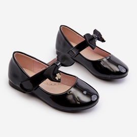 Bailarinas infantiles de charol con lazo de velcro y cat-eye negro 4