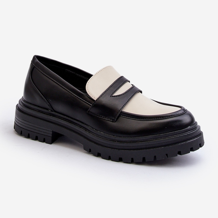 Mocasines de mujer con tacón plano y plataforma negro Kaldira 1 Mocasines de mujer con tacón plano y plataforma negro Kaldira 1