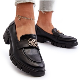 Jezzi Mocasines de mujer elegantes con decoración dorada, negro Tosisa 10