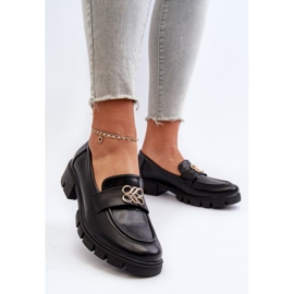 Jezzi Mocasines de mujer elegantes con decoración dorada, negro Tosisa 3