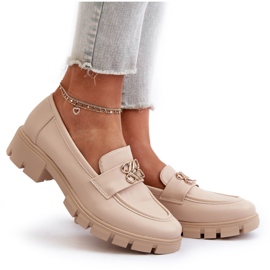 Elegantes Mocasines de Mujer Beige con Decoración Dorada Tosisa 10