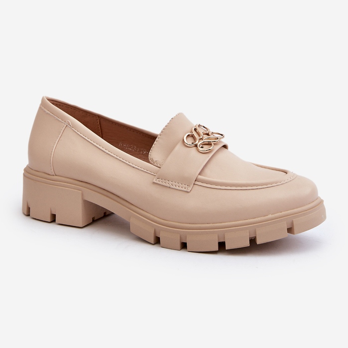 Elegantes Mocasines de Mujer Beige con Decoración Dorada Tosisa 2