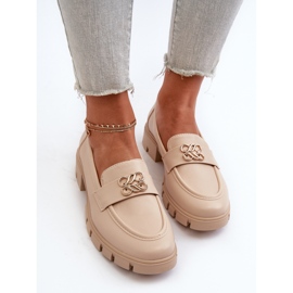 Elegantes Mocasines de Mujer Beige con Decoración Dorada Tosisa 7