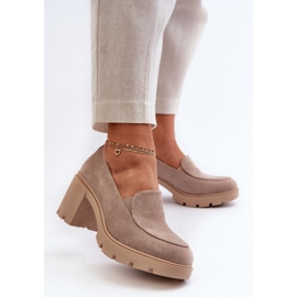 Zapatos Mujer Ante Eco con Tacón Alto y Plataforma, Beige Arablosa 1