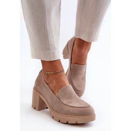 Zapatos Mujer Ante Eco con Tacón Alto y Plataforma, Beige Arablosa 2