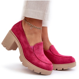Zapatos Mujer Ante Eco con Tacón Alto y Plataforma Fucsia Arablosa rosado 8