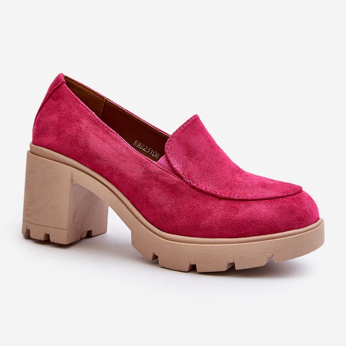 Zapatos Mujer Ante Eco con Tacón Alto y Plataforma Fucsia Arablosa rosa 1