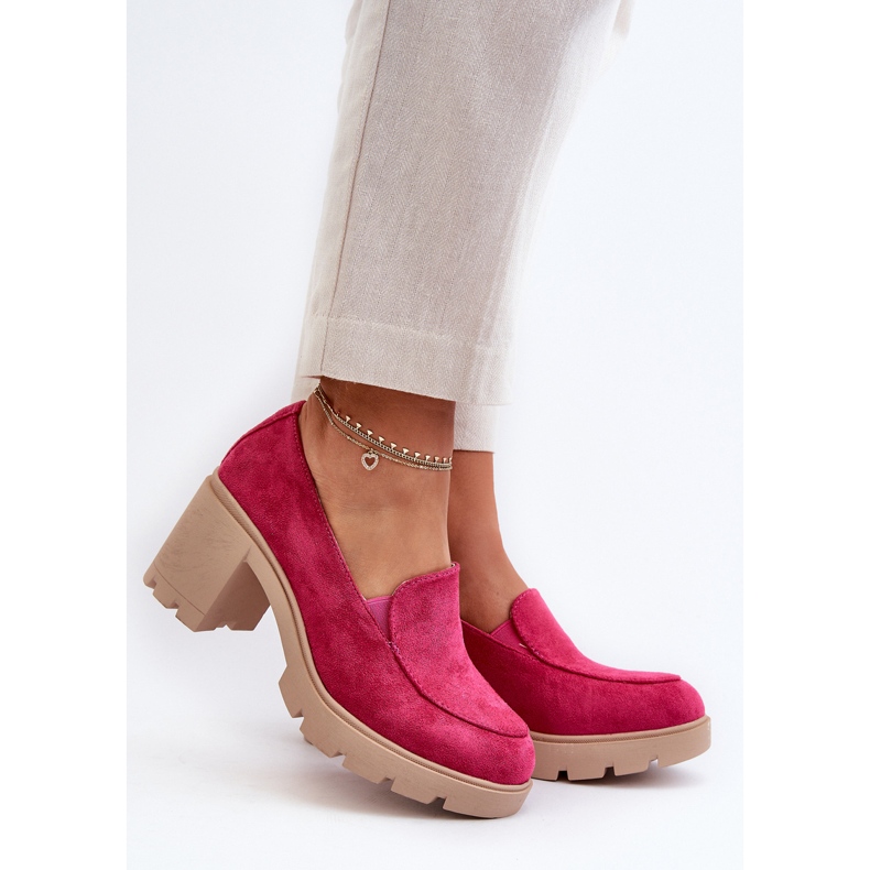 Zapatos Mujer Ante Eco con Tacón Alto y Plataforma Fucsia Arablosa rosa 2