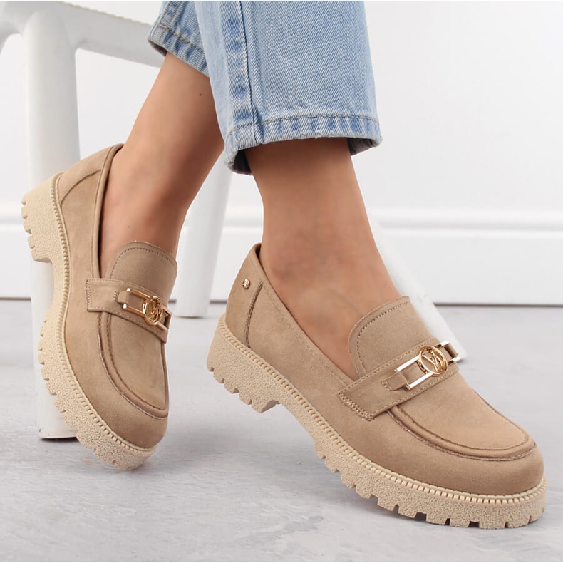 Zapatos de mujer de ante, mocasines beige Potocki YQ21047 1