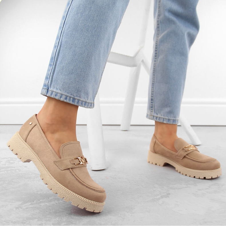 Zapatos de mujer de ante, mocasines beige Potocki YQ21047 2