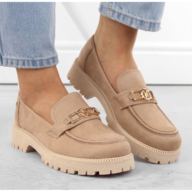 Zapatos de mujer de ante, mocasines beige Potocki YQ21047 3