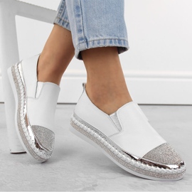S.Barski Zapato slip-on mujer de piel con circonitas blanco D&amp;A LR370 1